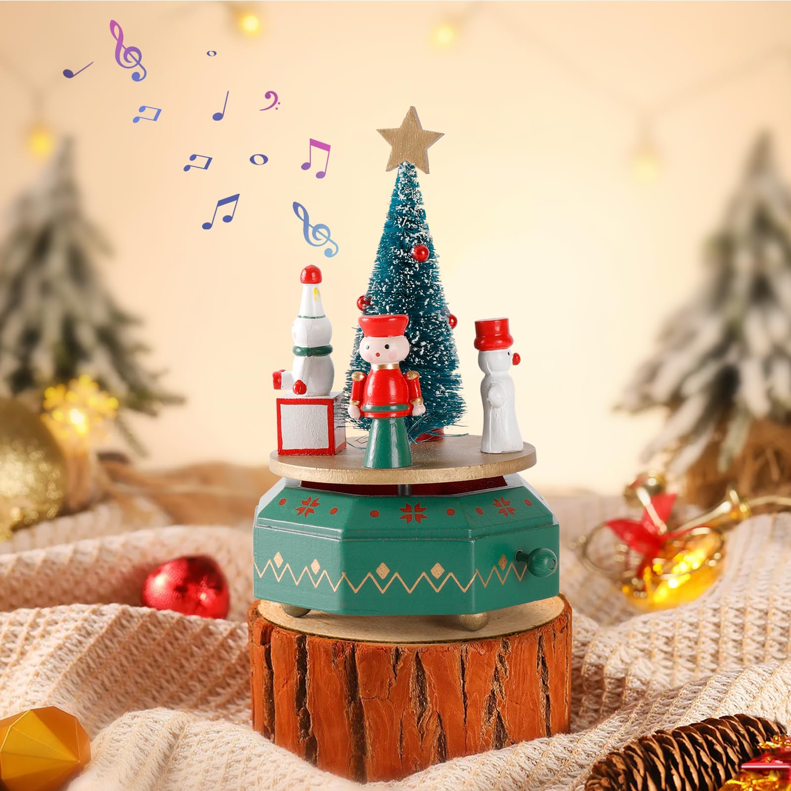 Amazon.com: PKDPR Christmas Rotating Music Box,Nutcracker Wooden