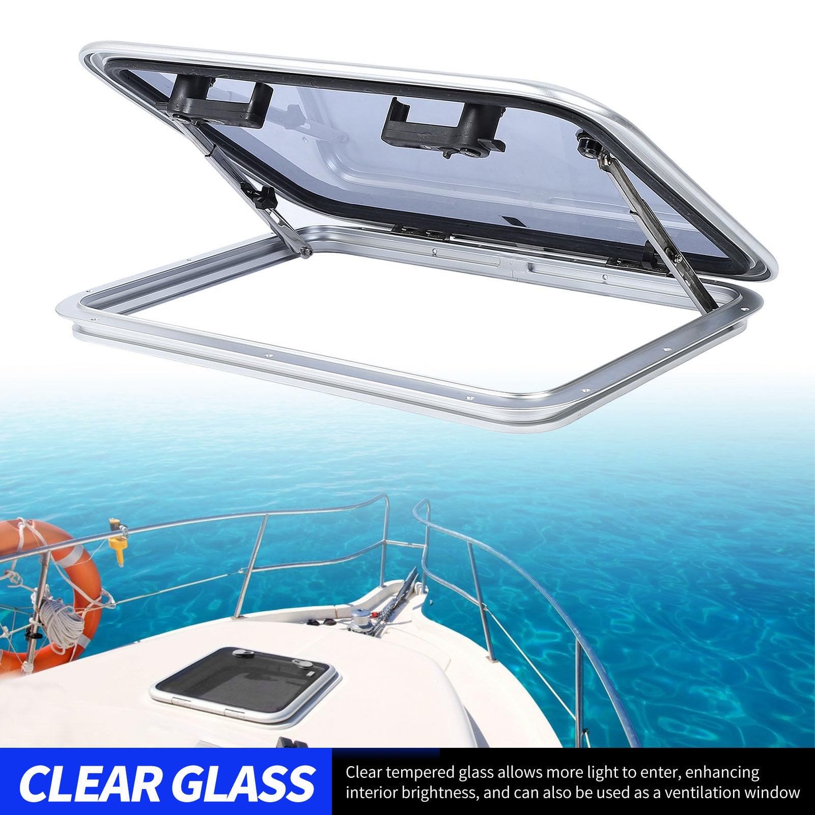 Boccaporto Quadrato Estensibile, Boccaporto Marino per Impieghi Gravosi da 21x27 Pollici per Barca, Yacht, Nave, Camper
