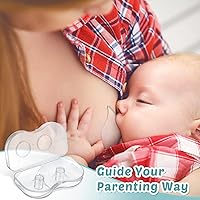 Vista 5 de Nuanchu 8 protectores de pezones para lactancia, lactancia materna recién nacida, 0.787 in y 0.591 in, protector de silicona a granel con funda