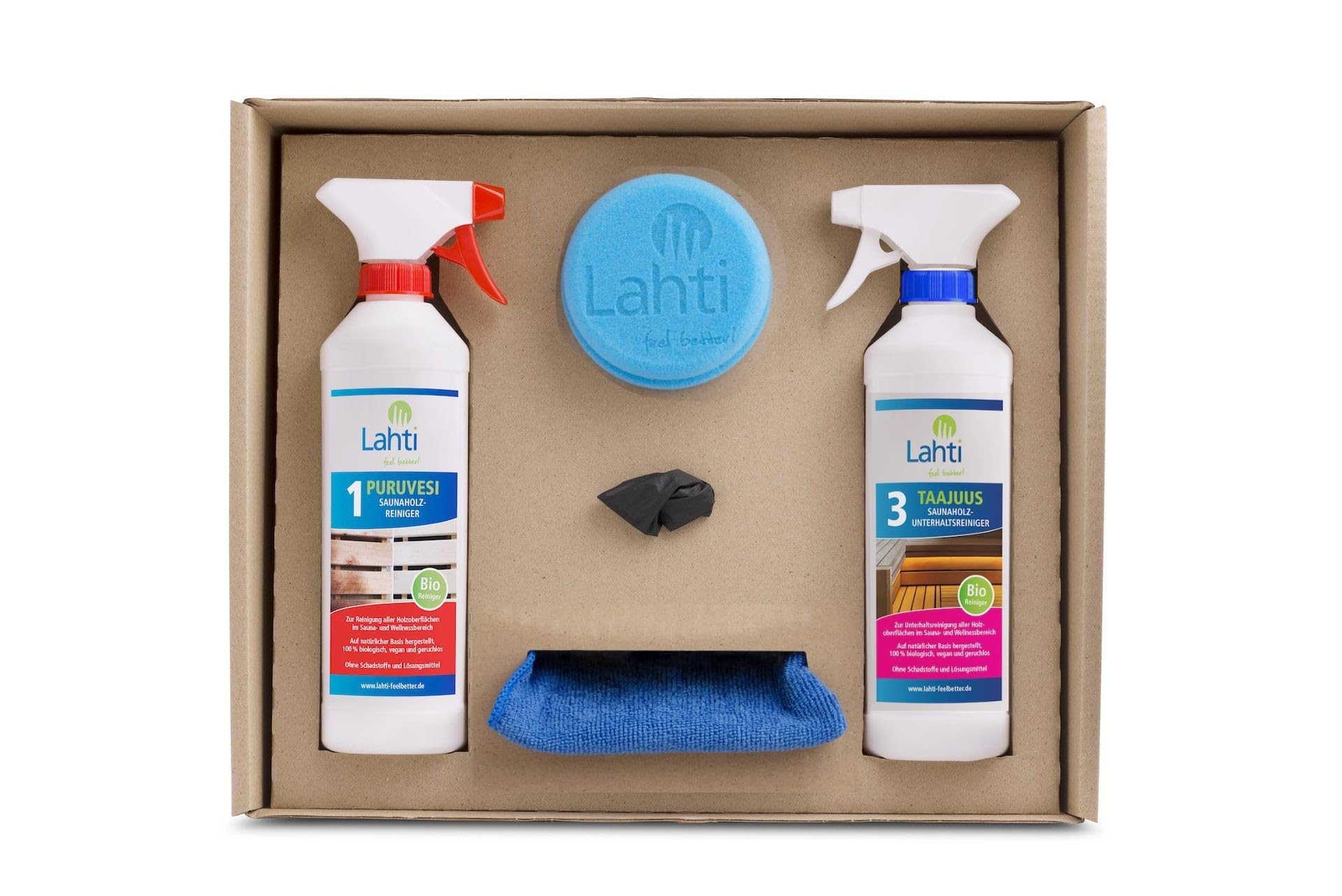 Lahti Sauna Clean Set – Solución completa para limpieza de sauna, madera y azulejos | Biodegradable