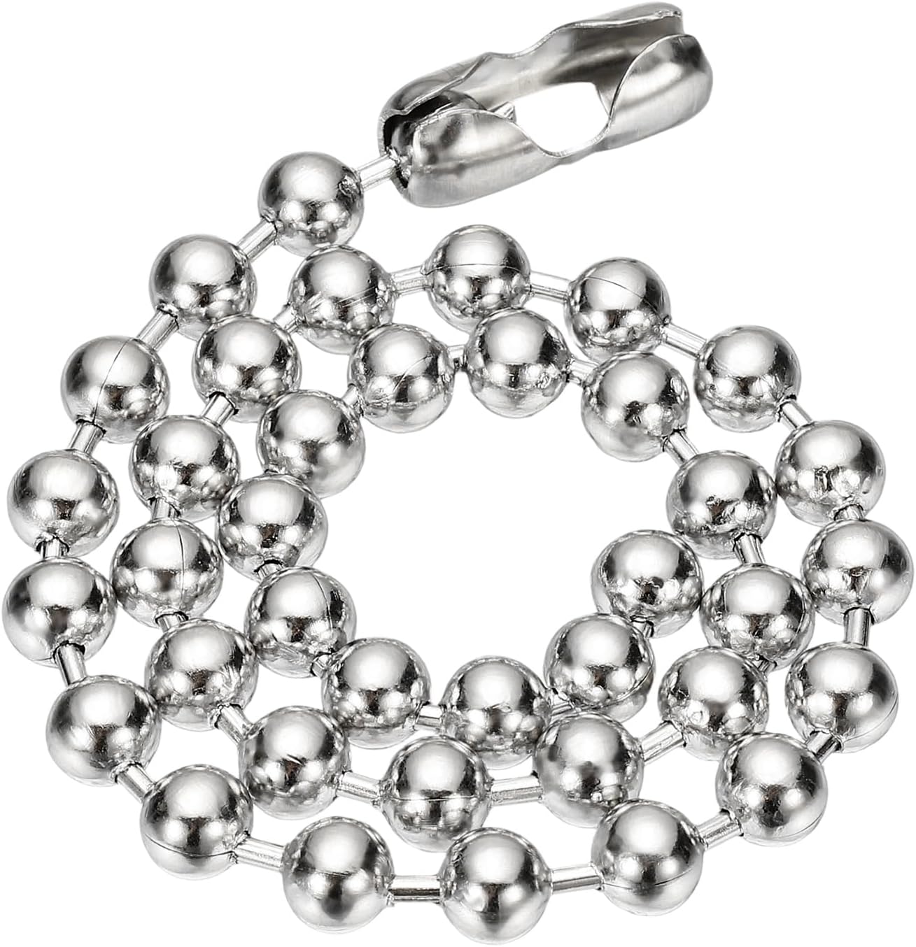 PATIKIL Silver-tone Beaded Chain Necklace, Titanium Steel Bead Ball Chain Necklace Y2K Punk Necklace for Women Men Gift