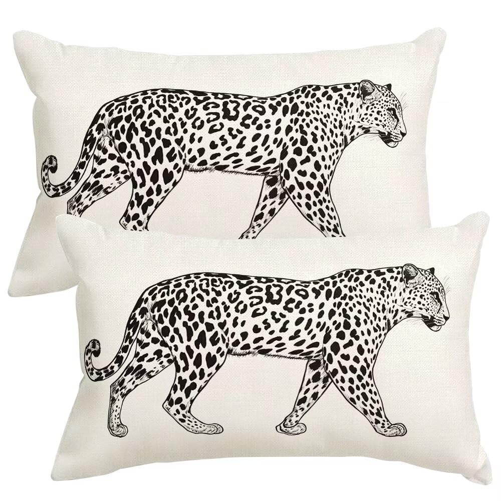 Animals Cushion Covers 50x70 cm Set of 2 Decorative Pillows Leopard Throw Pillow Case Rectangle Cushion Cover Couch Cushions Covers for Living Room Bedroom with Invisible Zipper 20x28 Inch -SC494