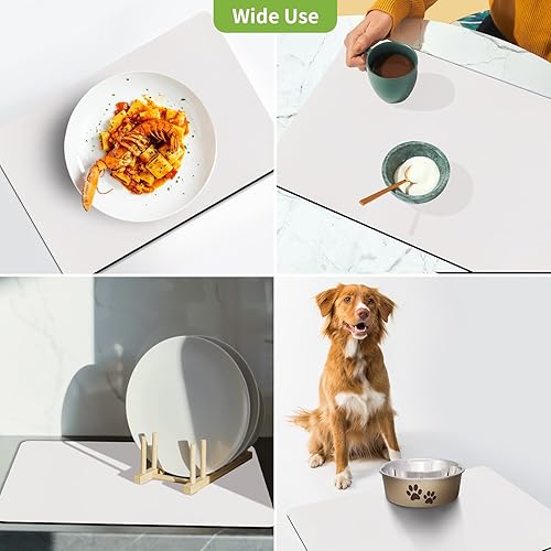 Miniatura 6 de Matace Tapete de secado de diseñador, 16 x 24 pulgadas, superficie de piel sintética y parte trasera de goma, absorción rápida, resistente al calor,