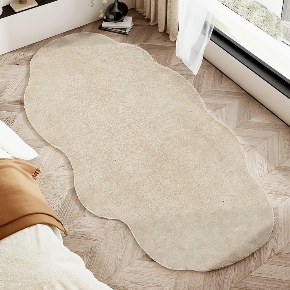 Tapis style crème français moelleux à lignes géométriques pour chambre et salon 100x160cm