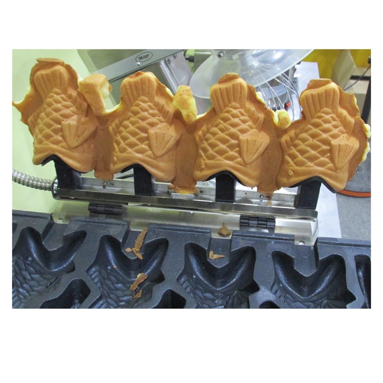 Gaufrier Taiyaki Commercial 4 Pièces, Style Coréen Tendance, Bouche Ouverte, Remplissage De Crème Glacée, Langue Poisson, Pouvant Être Chauffé Chauffage Uniforme Et Rapide
