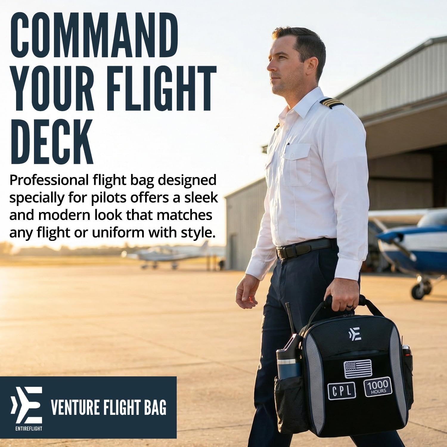 EntireFlight Flight Bag For Pilots - Pilot Bag Carries All Required Pilot accessories and Gear Including Your Kneeboard, Ipad, And Aviation Headset - Great Gifts for Students & CFIs