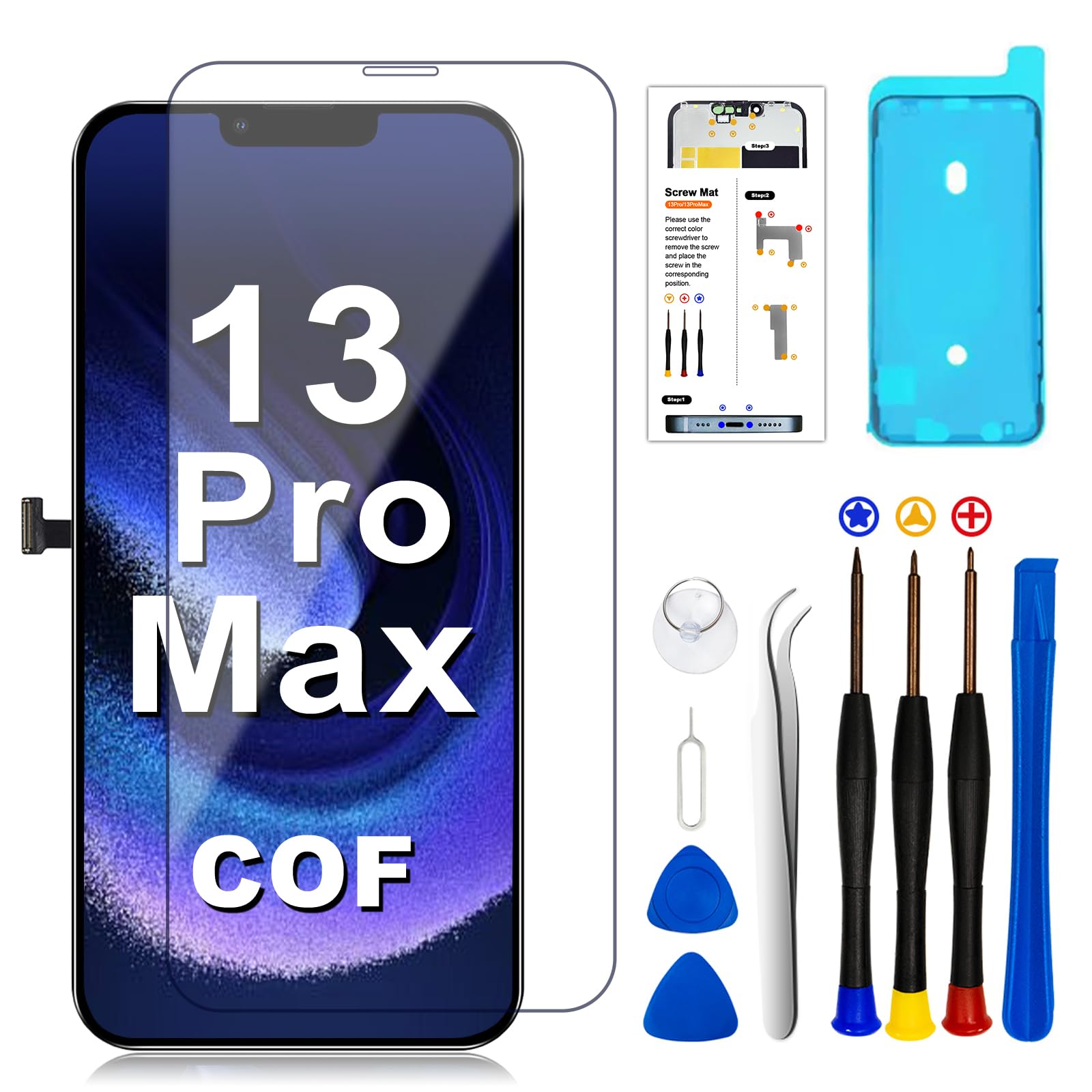Display LCD Touch Screen Per IPhone 13 Pro Max - Schermo Di Ricambio Completo Con Strumenti