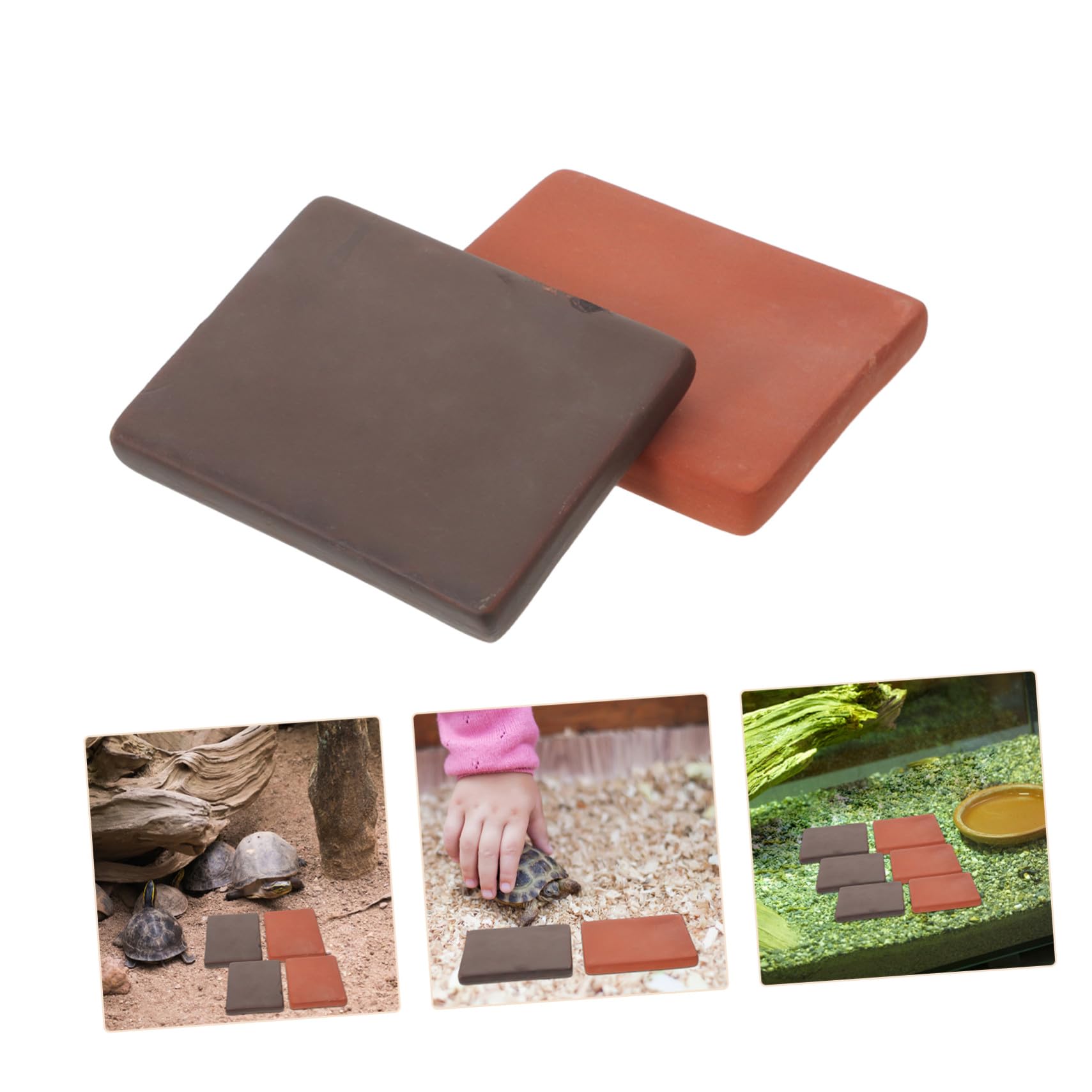 Lot de 6 Pièces, Bloc Céramique pour Tortues, Décor | Terre Cuite Artisanale, pour Bassin Aquatique et Terrarium Semi-aquatique, Format 3, 14x2, 36 Pouces