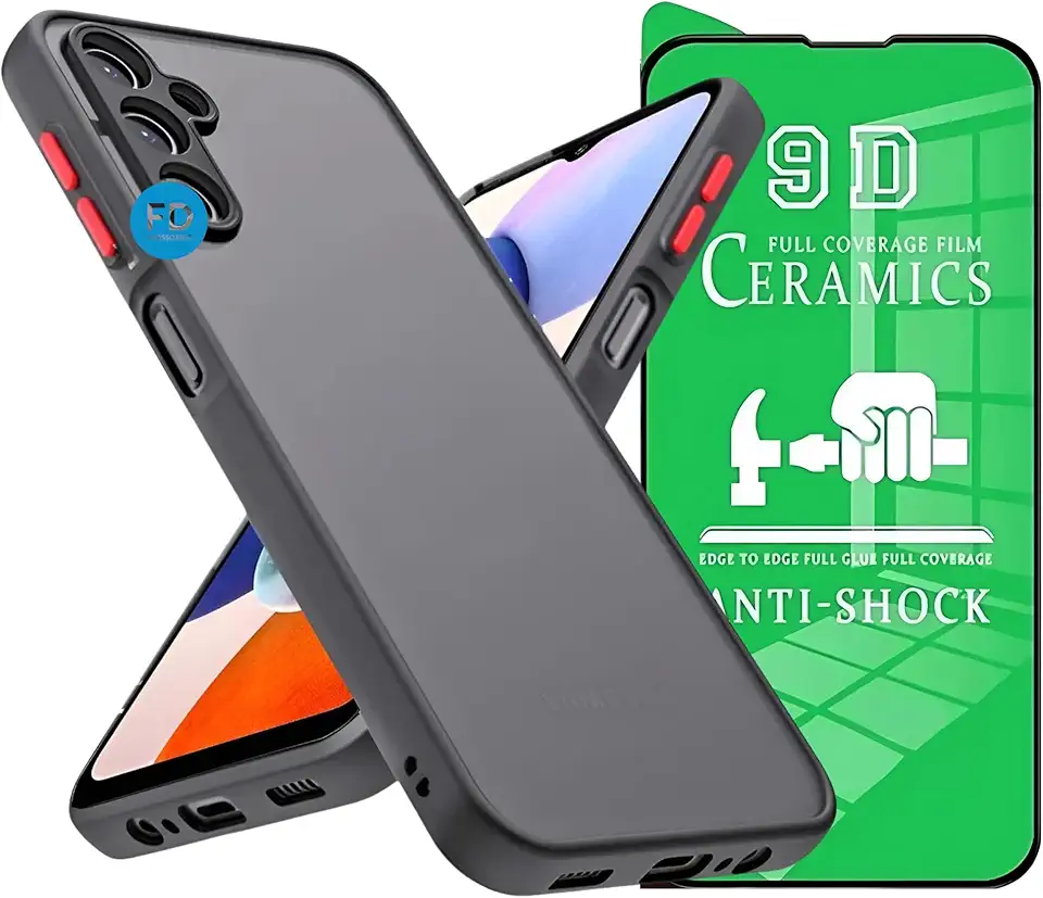 Kit Capinha Case Capa para Samsung Galaxy A17 Premium Anti Impacto Fosca Preta Translúcida com Proteção de Câmera com Película em Cerâmica 9D - FD Acessórios