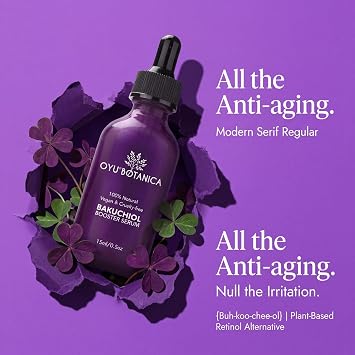 OYU Botanica Bakuchiol face serum Retinol Alternative 1%, anti-aging serum, Reduces Fine Lines, Wrinkles & Puffiness, Natural, Plant-based, Vegan, Cruelty-free 15ml / 0.5 oz