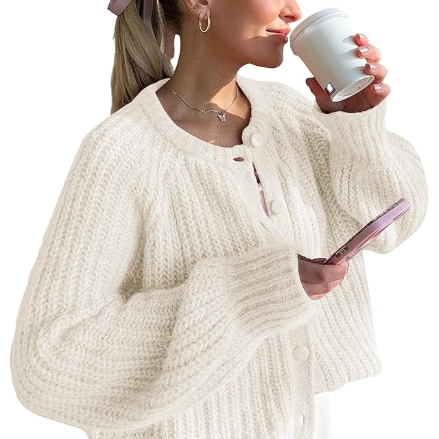 Hixiaohe Cardigan Sweater for Women Long Sleeve Button Y2K Chunky Knit Sweater Fall Casual Open Front Outwear Knitwear