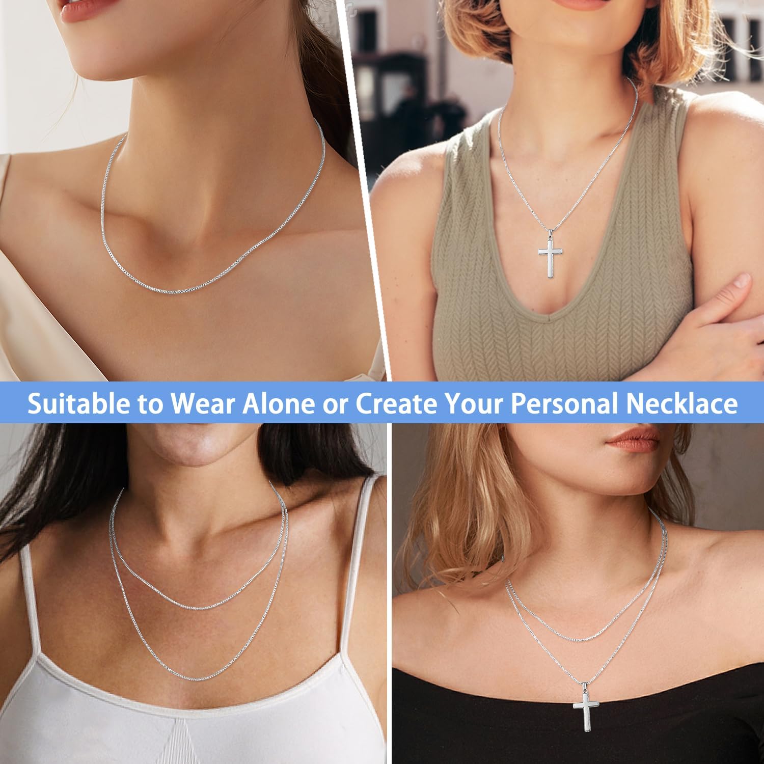 Jewlpire 1.1mm 1.3mm Box Chain 925 Sterling Silver Chain Necklace for Women, 14K Gold Plated Chain for Women Sturdy & Shiny Women's Chain Necklaces 14 16 18 20 22 24 26 Inch - Image 5