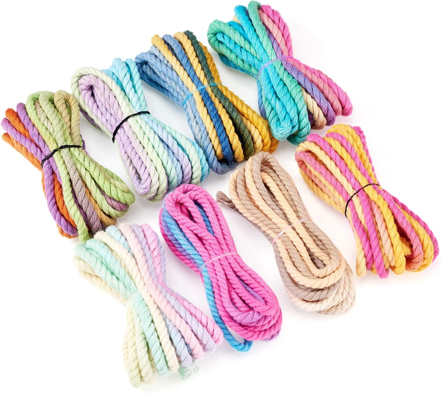 Kissitty 8 Bags 26.24 Yards Twisted Satin Cords Gradient Twisted Cords Craft Rope Cord for Crafts Home Costumes Bag Drawstrings Graduation Honor Cord Sewing Curtain Garland Handbags Handles