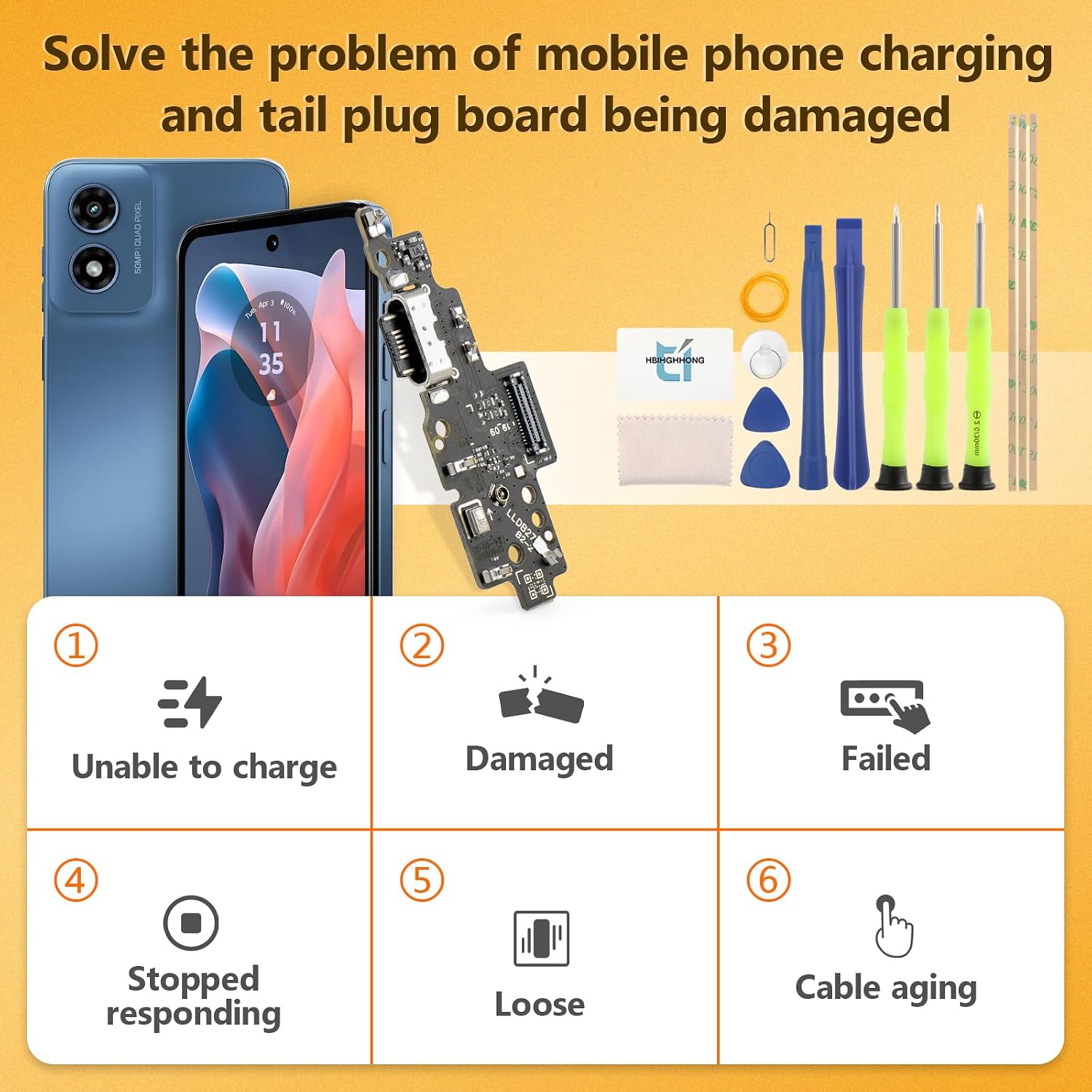 USB Charging Port for Motorola Moto G Play 2024 5G Dock Connector Replacement for Moto G Play 2024 XT2413 Charger Port Dock Board Repair Parts