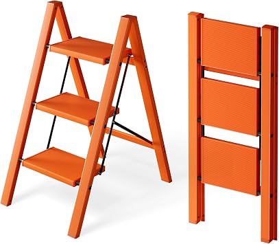 3 Step Stool Foldable Ladder, Lightweight Aluminum Step Ladder