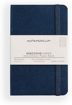 myPAPERCLIP Executive Series Notebook, 192 Pages, Small 90 x 140 mm, 3.5 X 5.5 in. Checks, ESP192S-C Blue