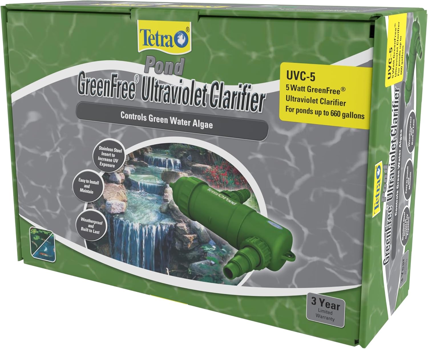 TetraPond UVC-5 GreenFree UV Clarifiers For Up To 660 Gallons, 5-Watt