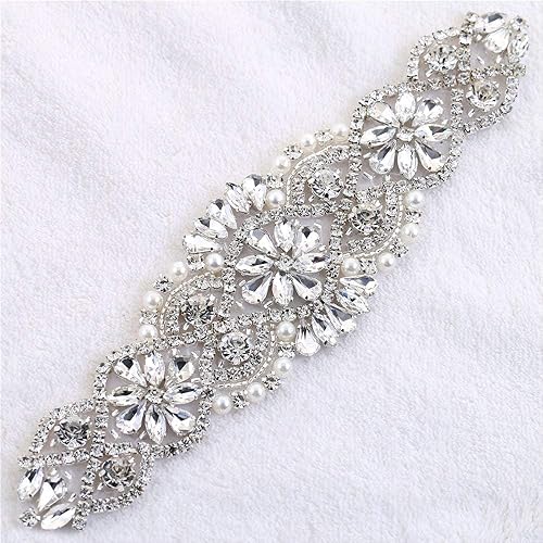 Miniatura 7 de Vestido de novia con diamantes de imitación de cristal para coser con adornos de diamantes de lentejuelas con cuentas y adornos de diamantes de