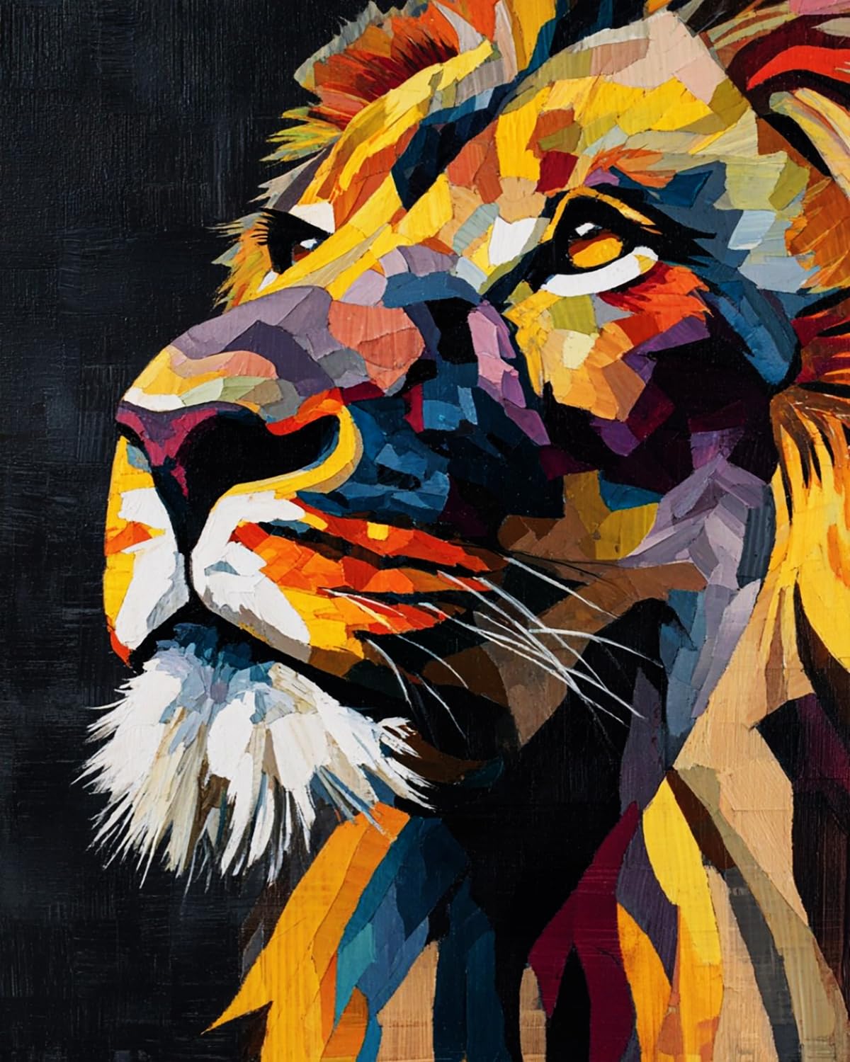 Liubaishi Black Paint By Numbers For Adults, Splendid Lion, 40X50 Cm Acrylic Canvas Kit With Brushes And Paints
