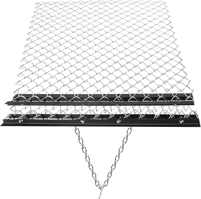 VEVOR Drag Harrow, 4' x 5' ATV Chain Harrow, UTV Tractor Attachments Field Drag Mat for Landscape Leveling or Sod Prepping, Durable Harrow Rake Grader for Gravel Driveway, Farm, Garden, Field, Black