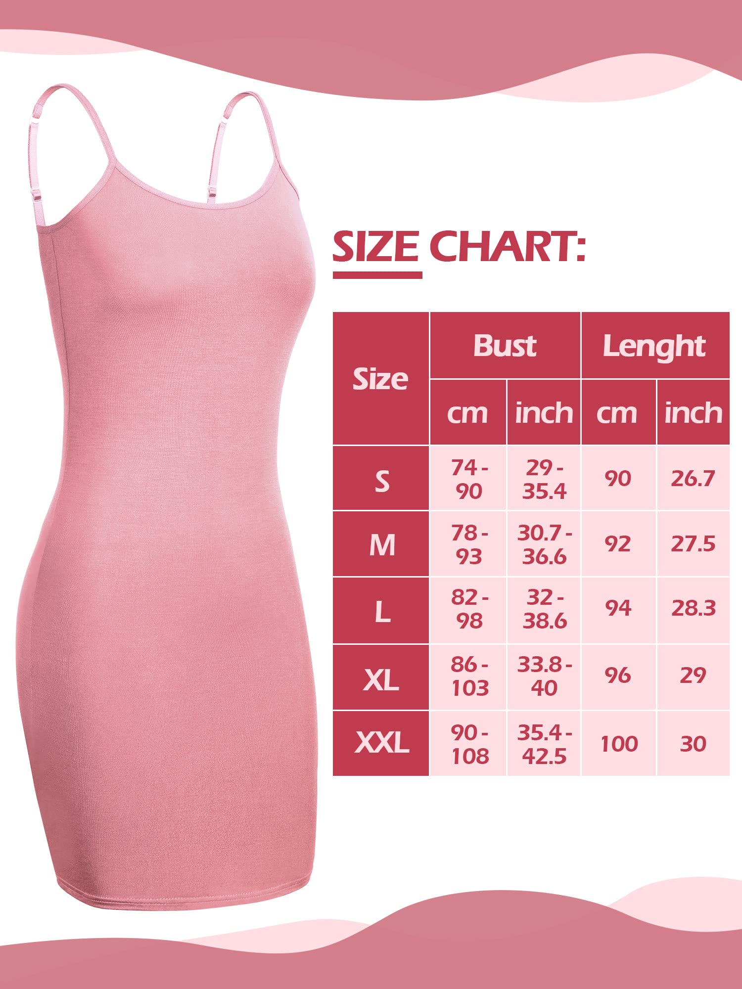 Willbond 3 Pièces Cami Basique Femme Long Tanks Camisole Robe Débardeur Robe à Bretelles Spaghetti, Couleur Unie