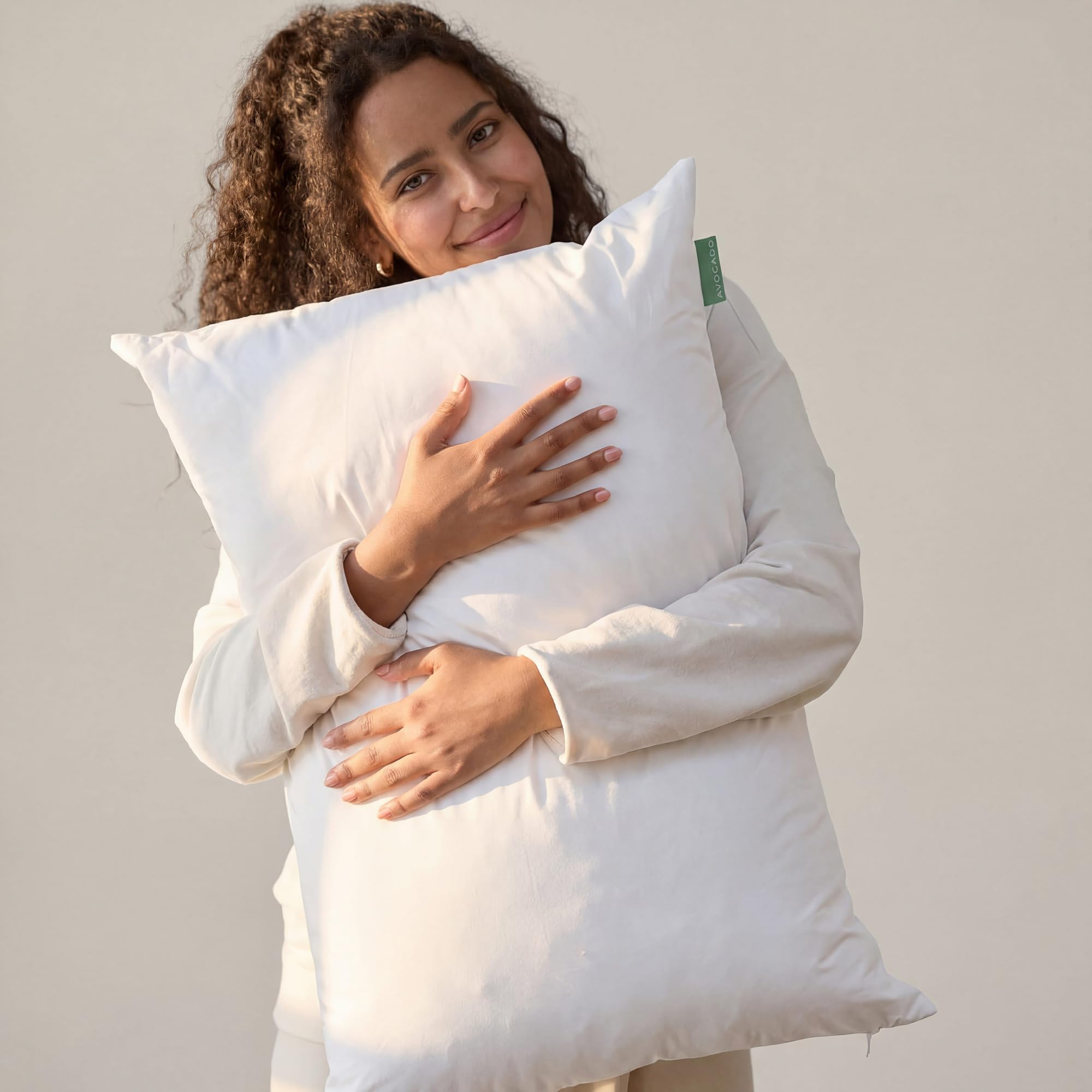 Avocado Organic Cotton Pillow — Adjustable Loft with Removable Latex & Kapok Fill, Medium Firm, Customizable, Queen Size Bed Pillow for Back, Side & Stomach Sleepers, GOTS and GOLS Certified