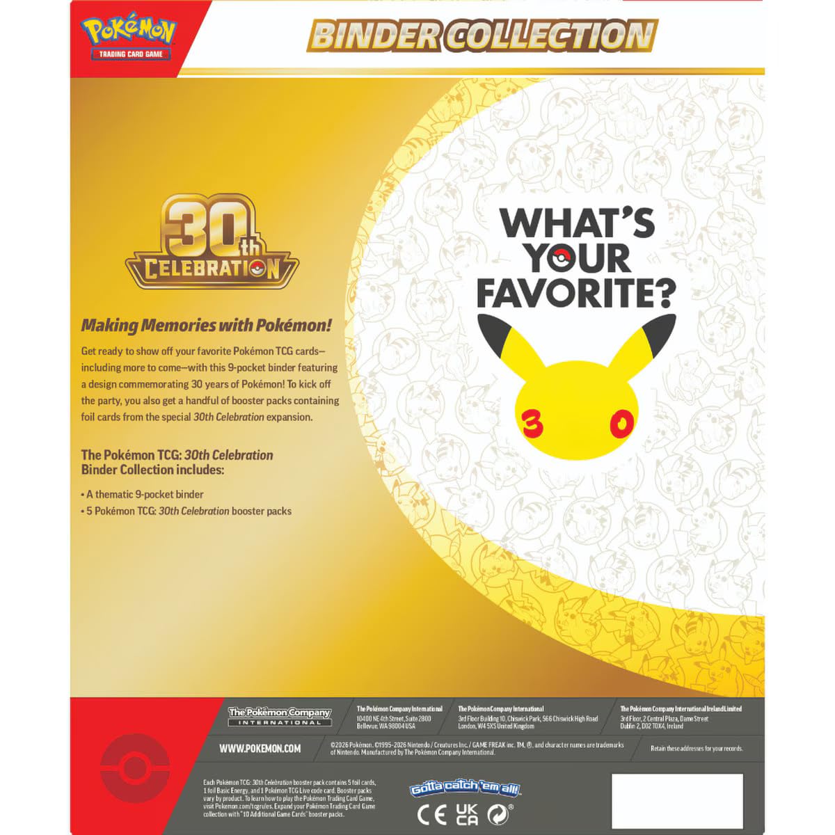 Pokémon TCG: 30th Celebration Binder Collection (1 Binder & 5 Booster Packs) – Ansicht 3