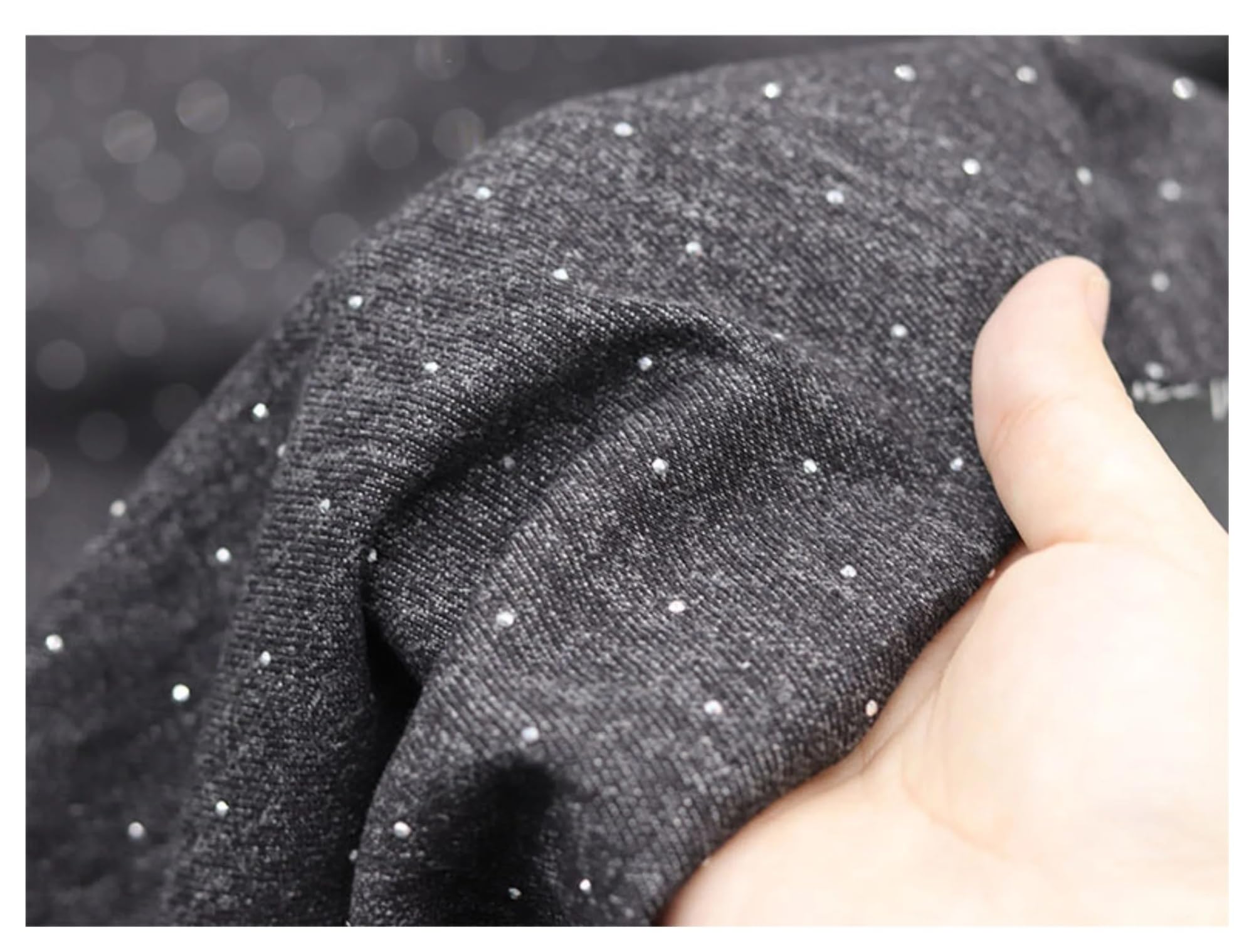 Lavado de tela vaquera con diamantes brillantes for vestidos, bolsos, jeans, costura DIY Para Ropa, Costura De Manualidades(Black)