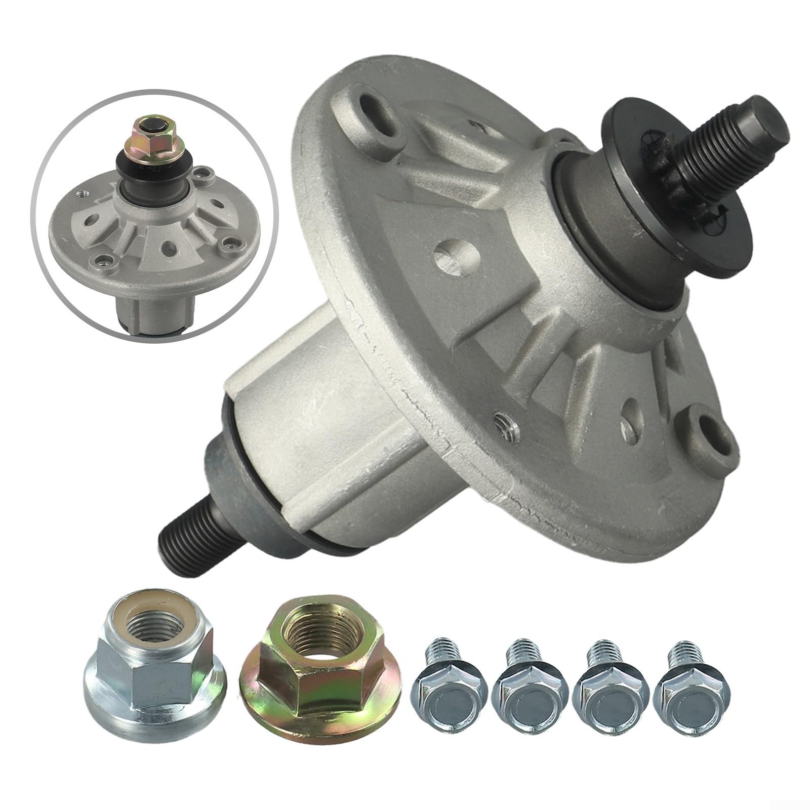 Ensemble de broche de tondeuse à gazon compatible avec John Deere D140 LA145 L120 106,7/121,9 cm Decks de remplacement pour GY20454 GY20962 GY21098 en métal durable avec boulons pour cour et jardin
