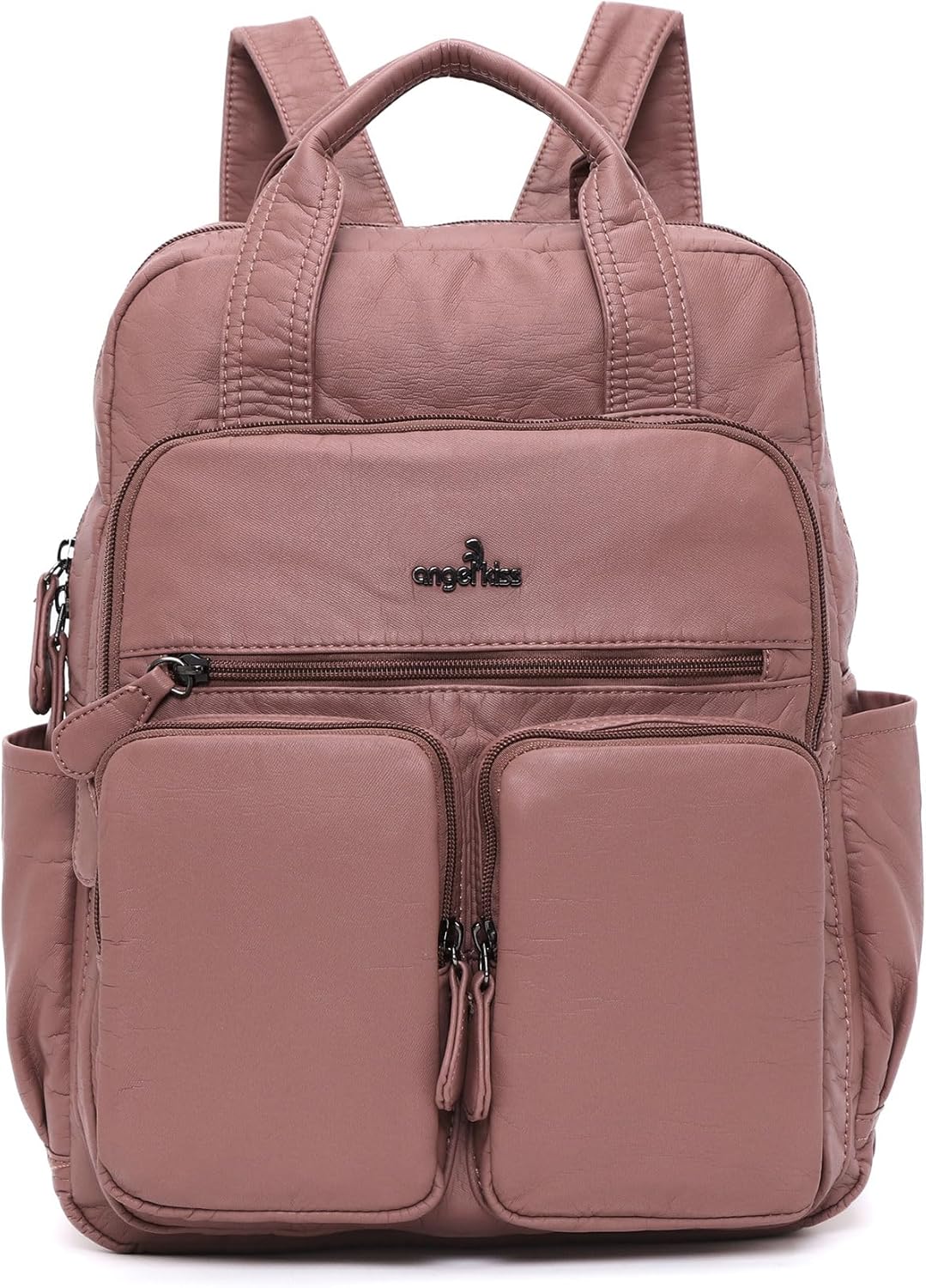 Angel Kiss Backpack Purse for Women Soft Washed Leather Multi Pocket Casual Travel Backpacks…