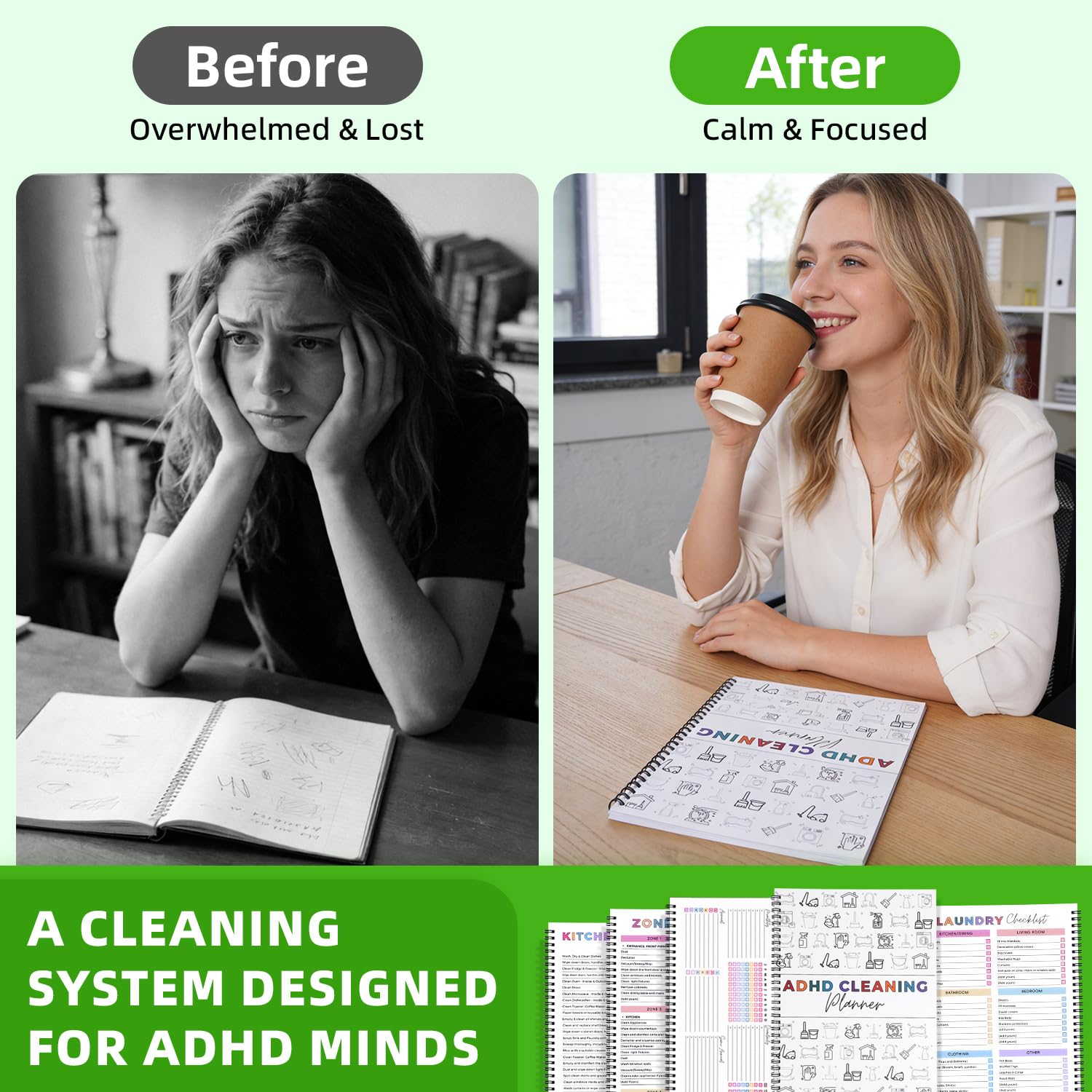 ADHD Cleaning Planner for Adults – Undated Daily, Weekly & Monthly Cleaning Schedule & Checklist – Household Chores Organizer Notebook for Home Management, Routine Tracking &... - Image 6