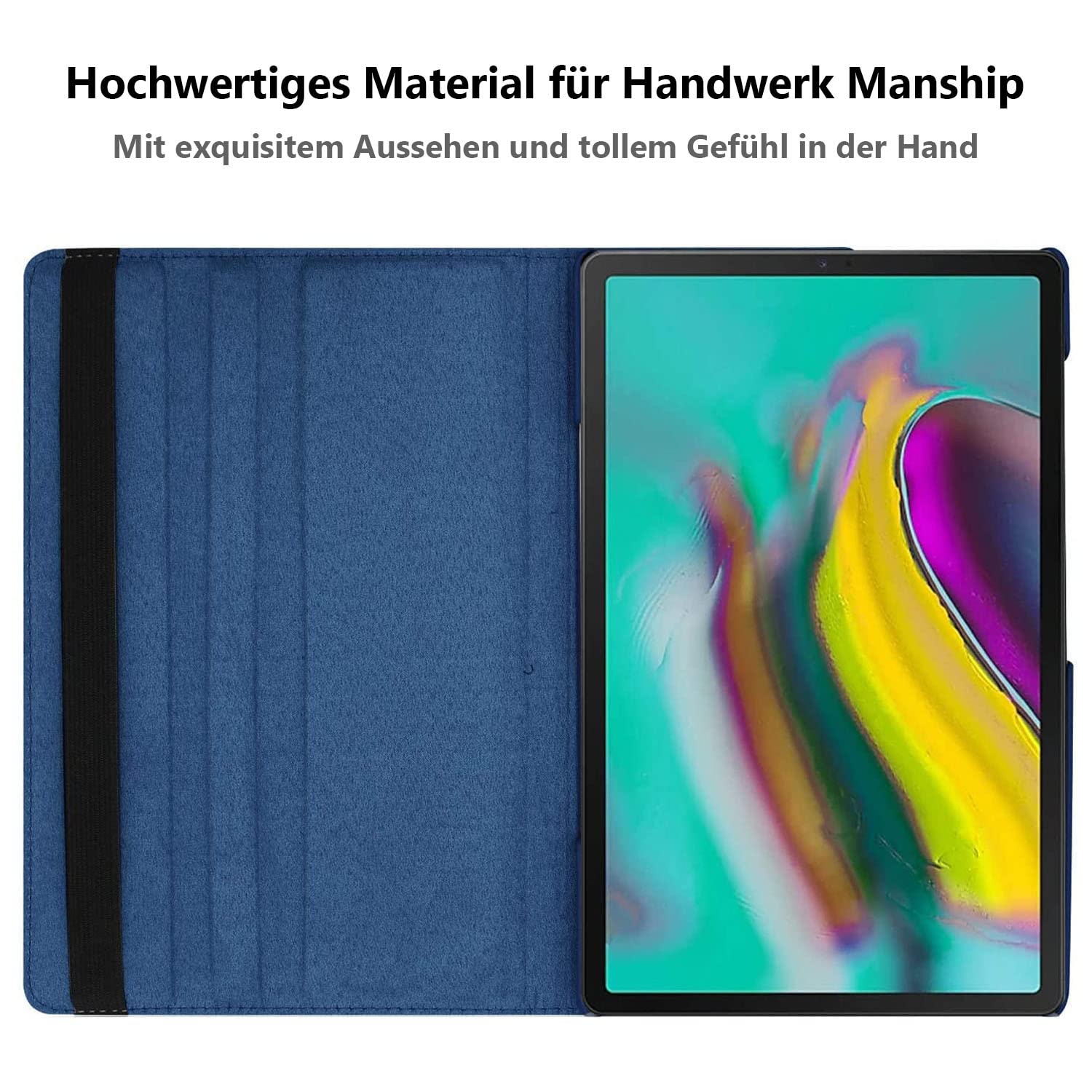 Étui Housse Coque pour Samsung Galaxy Tab S6 Lite 10.4 Pouces 2020 (SM-P610 SM-P615) - 360 degrés Rotation Full Protection Kickstand Case Cover,avec Un Stylo,Écran Film (Deep Blue)