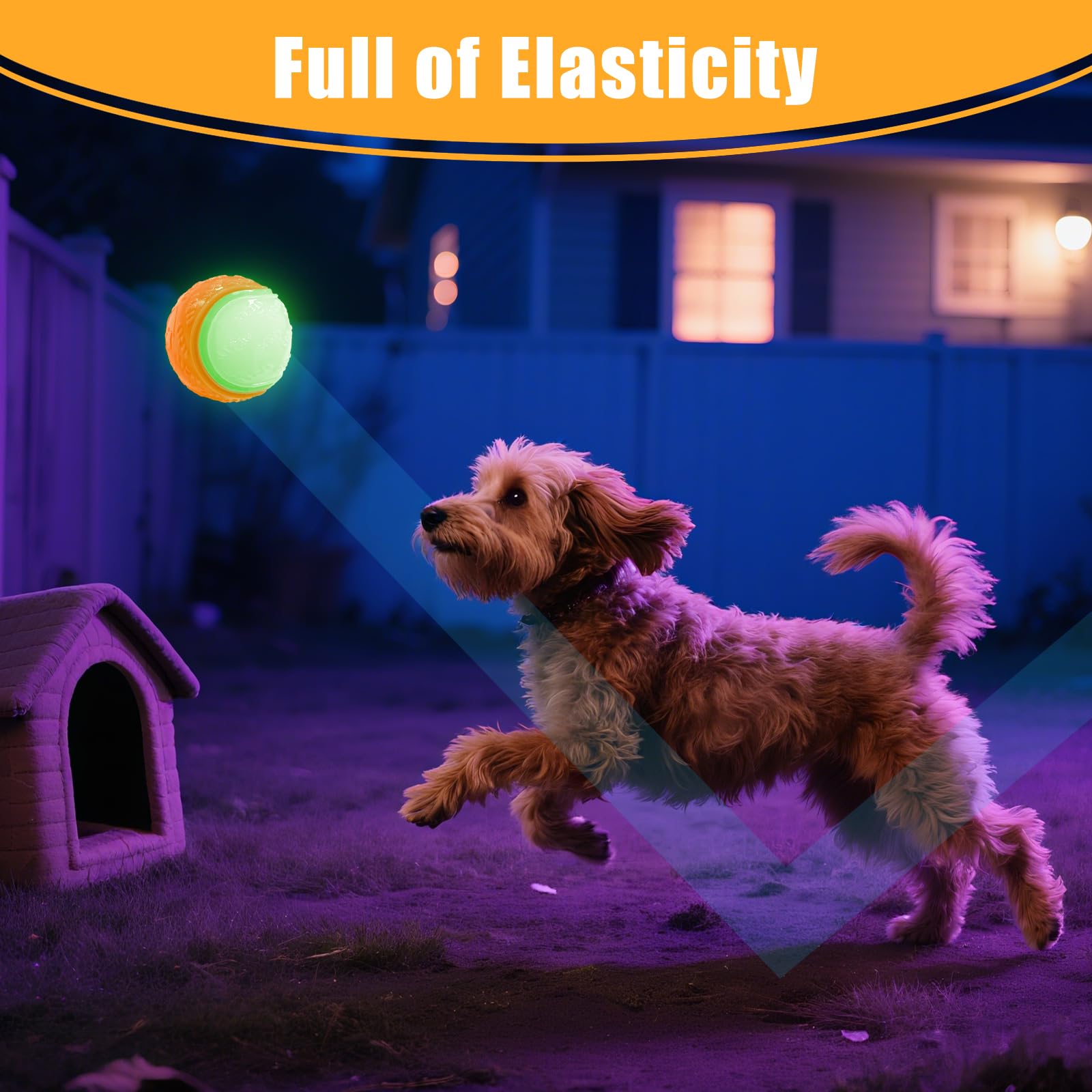 Mapneng 6PCS Glow in the Dark Dog Balls, Durable Squeaky Rubber Dog Toys, Floating Chew Balls for Aggressive Chewers & Night Play - Image 4