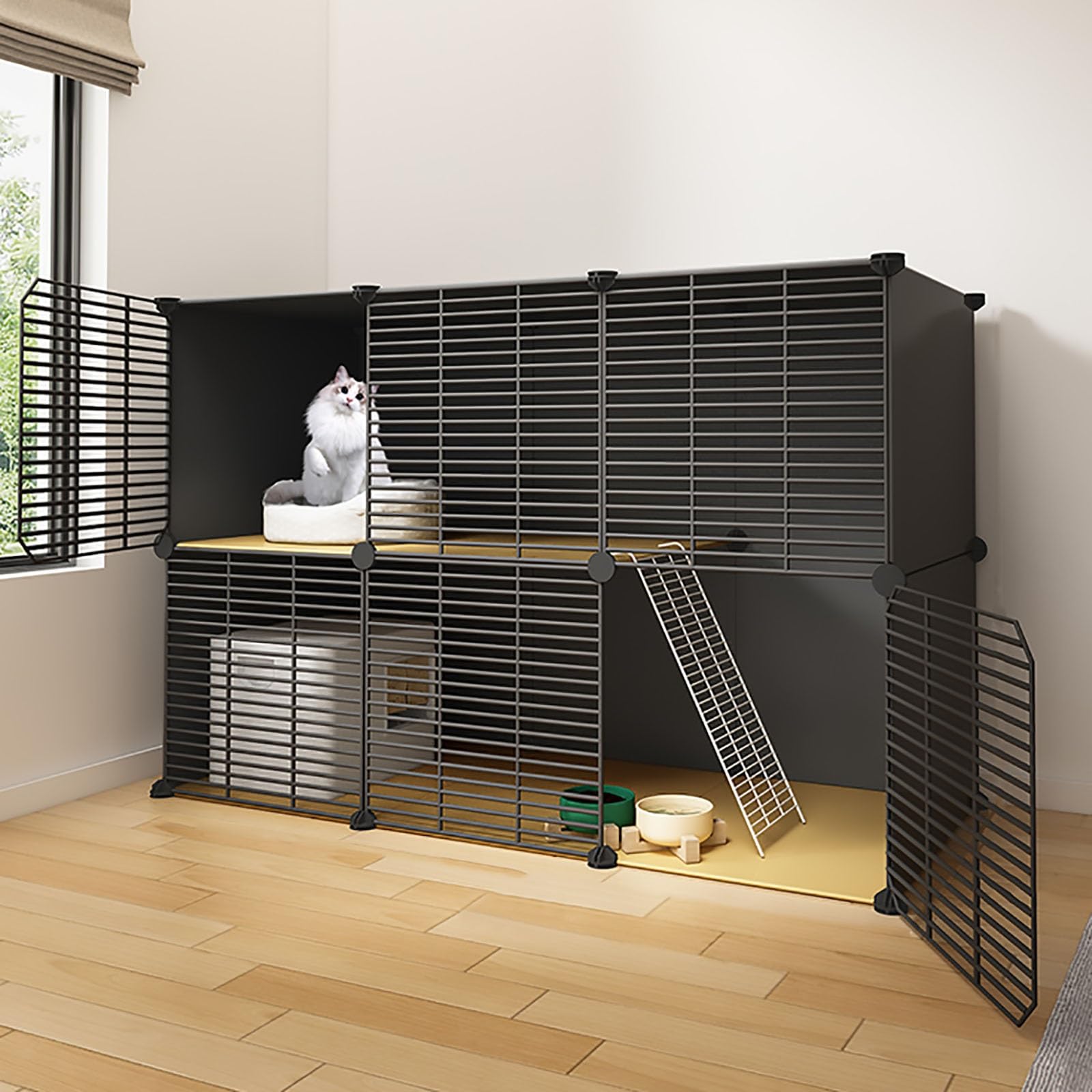 Cage pour chat et enclos d'intérieur modulable pour lapins et rongeurs