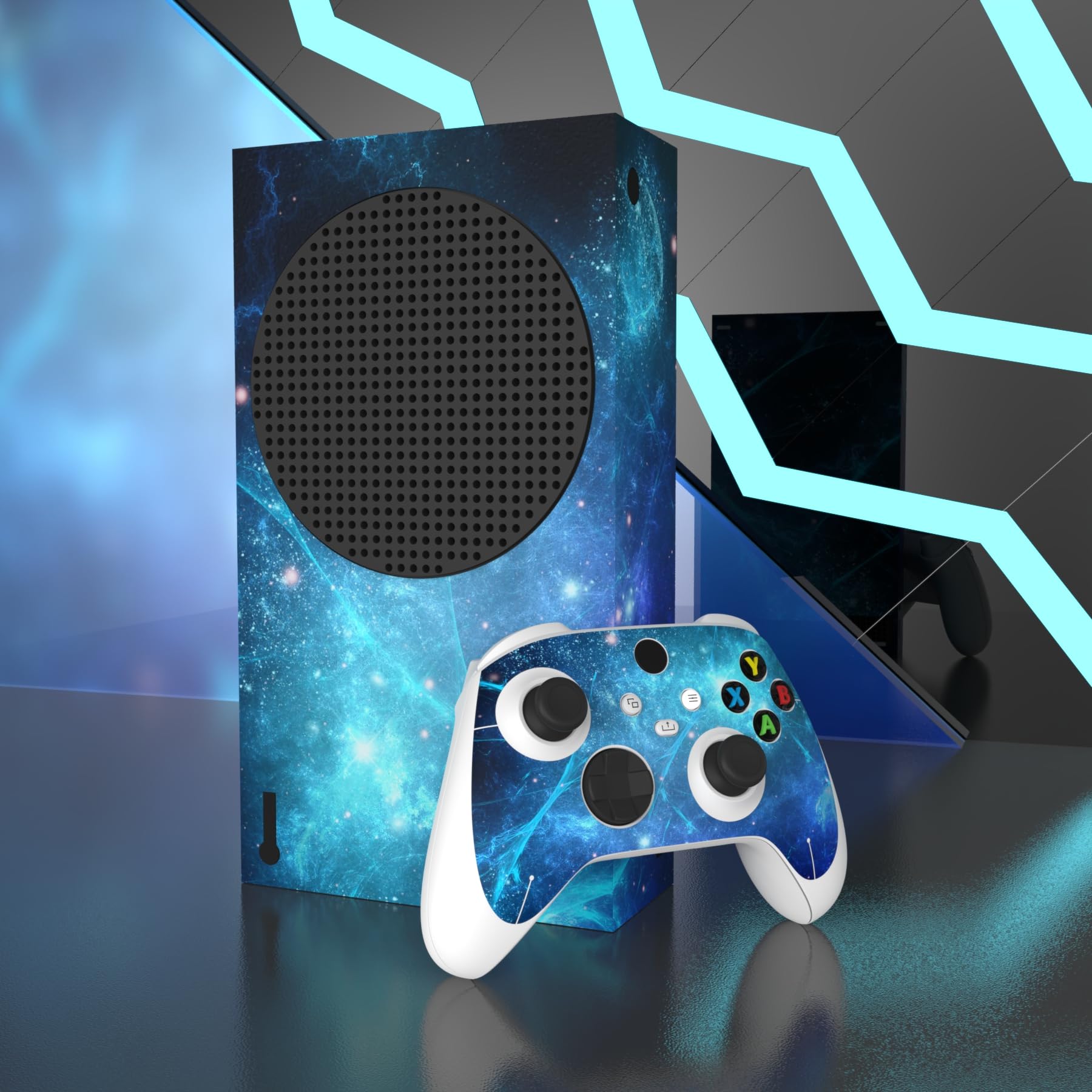 playvital Blue Nebula Custom Vinyl Skins for Xbox Series S, Wrap Decal Cover Stickers for Xbox Series S Console Controller — view 5