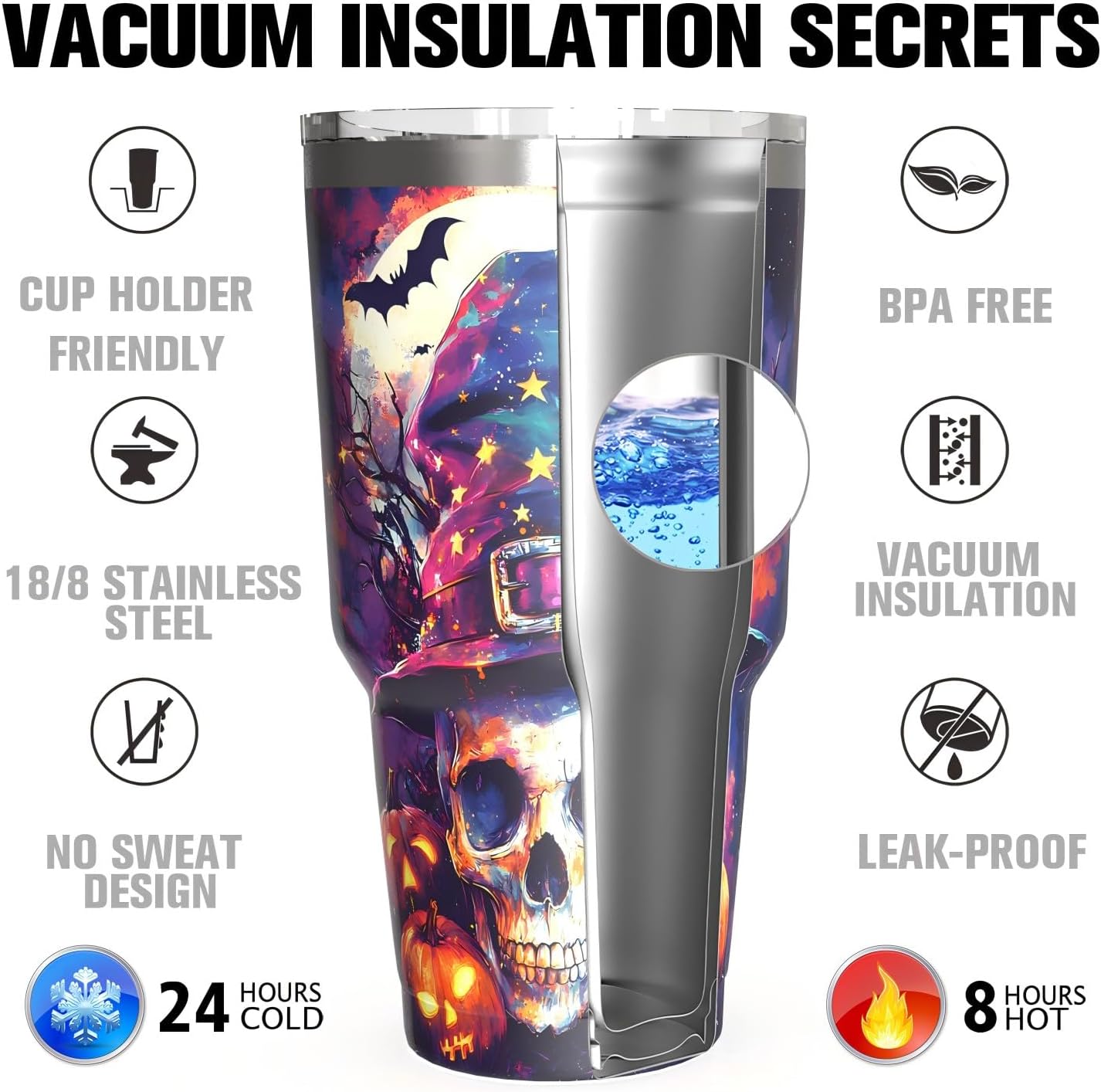 30 oz Holiday Pattern Leak Proof Tumbler with Straw | Stainless Steel Vacuum Insulated Tumbler | Double Wall Coated Water Cup | Cupholder Friendly Travel Coffee Mug | Ideal Gifts for MenWomen - Image 3