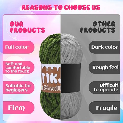 Miniatura 5 de Hilo de felpilla de ganchillo verde de 7 onzas, hilo grueso de felpilla con marcadores de costura, hilo de felpilla grueso para almohada, manta,