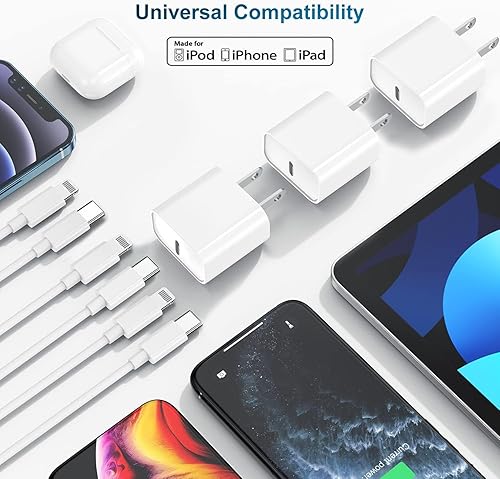 Miniatura 6 de deloni Cargador de iPhone de carga rápida de 10 pies, cable largo USB C a iluminación de 10 pies con bloque de cargador rápido USB C de 20 W,