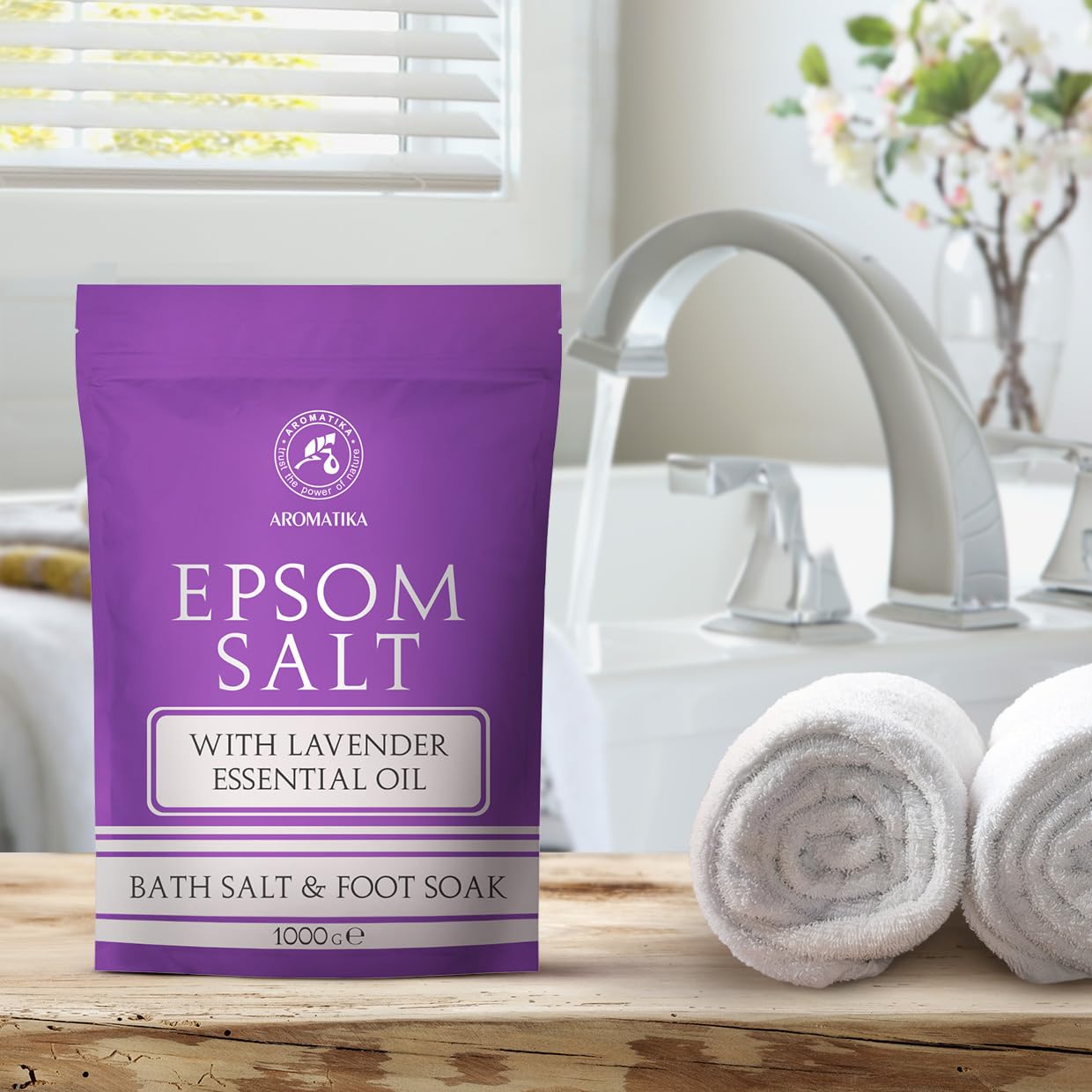 sel de Bain epsom Set 3x1000 g - Sel de Bain Epsom - Huile Essentielle de Eucalyptus & de Lavande - Relaxant - Détente