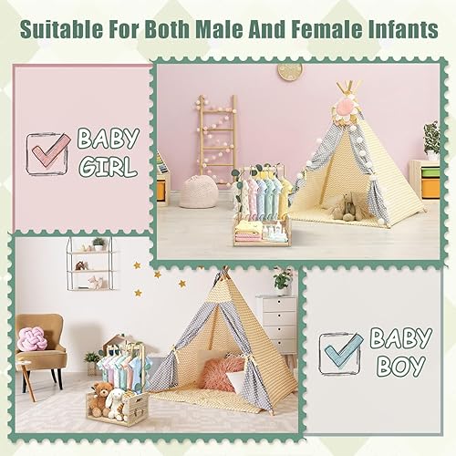 Miniatura 6 de Okydoky Wooden Baby Shower Crate Closet, Gift Basket with Handle, with Kids Clothes Hanger and Garland, Personalized Baby Shower Basket for Pregnant