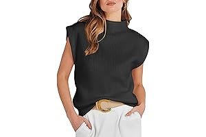 Mock Neck Sleeveless Sweater Vest for Women 2024 Top
