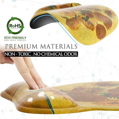 Miniatura 45 de MROCO Alfombrilla ergonómica para mouse con reposamuñecas de gel, cómoda alfombrilla de mouse con superficie de soporte de muñeca suave y base