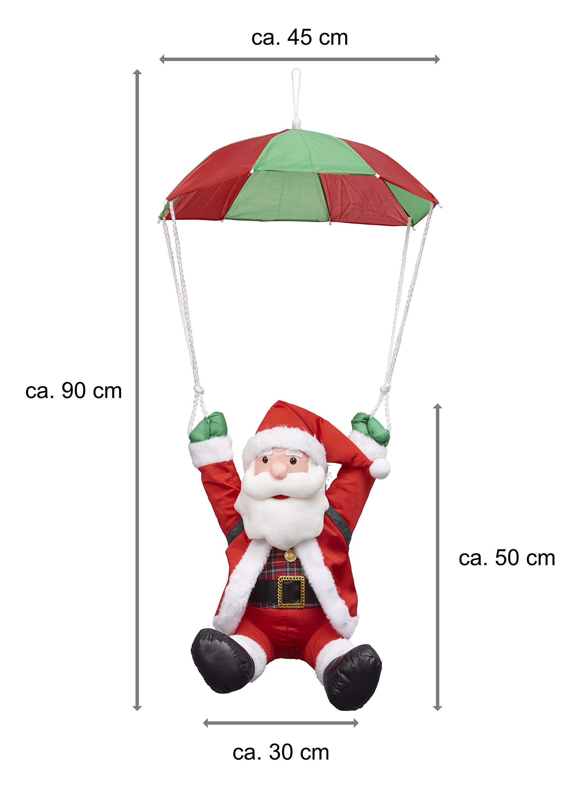 Père Noël suspendu avec parachute 40,6 cm Grande