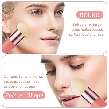 Sibba Makeup Sponge 3 PCS Cosmetic Brush Foundation Make Up Concealer Blending Cosmetic Mini Angled Brush Applicator Handle Artist Applying Make-Up Eyebrow Face Powder Make Up Puff(rose red)