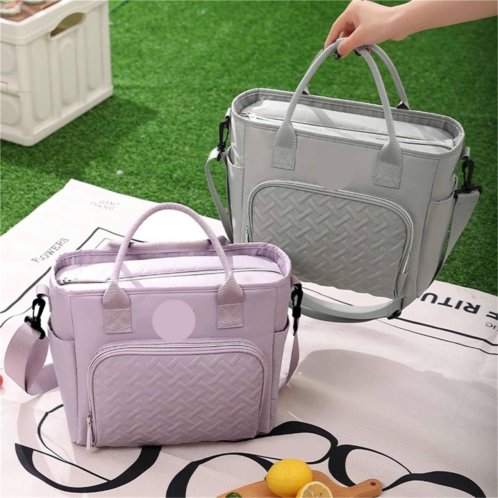Plecak kempingowy, Przenośna termiczna skrzynka na żywność, wodoodporna, biurowa chłodziarka, lunchbox, izolowana obudowa(Black)