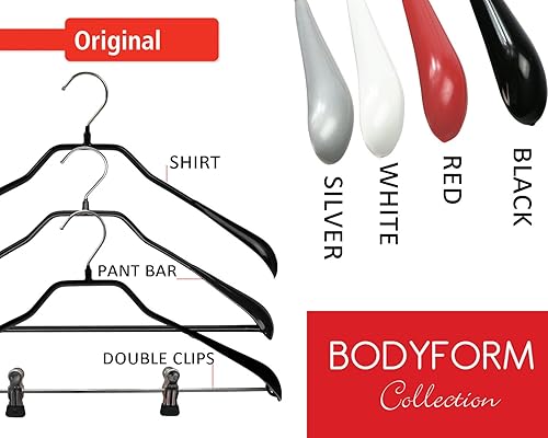 Miniatura 6 de Mawa by Reston Lloyd BodyForm Series - Percha de ropa extra ancha antideslizante que ahorra espacio para chaquetas, trajes y abrigos, estilo 46L,