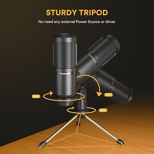 Miniatura 5 de MAONO Micrófono de condensador, micrófono de grabación de condensador cardioide con XLR de 0.138 in para podcasting, transmisión, canto, vocal,