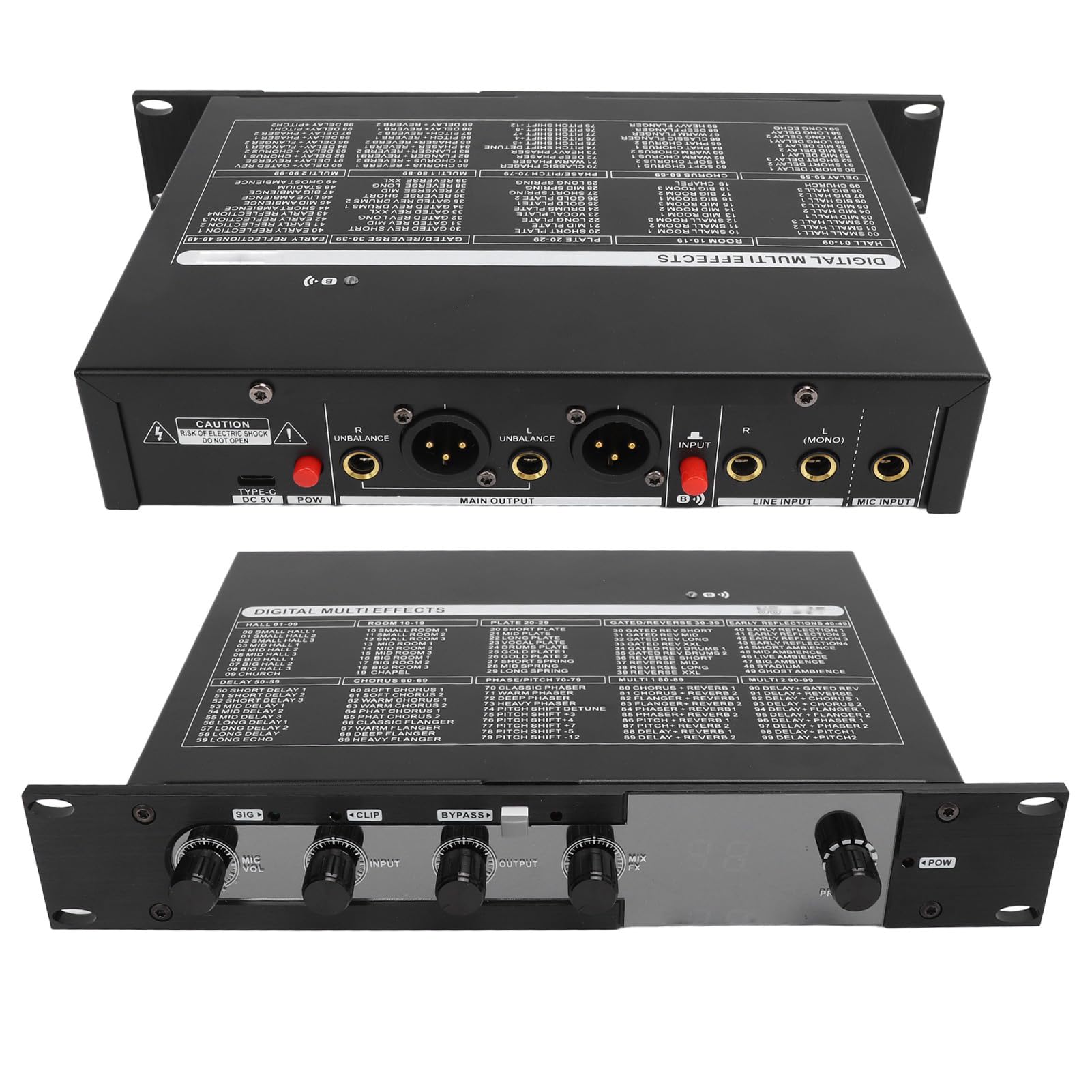 Yctze Efector de Mezclador de Karaoke con 99 Efectos, Procesador de Sonido Estéreo Digital para Uso Doméstico y Profesional (Enchufe de la UE)
