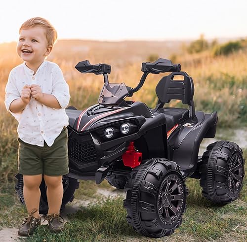 Miniatura 9 de OTTARO ATV de 2 plazas, 12 V, 4 ruedas, cuatrimoto eléctrico para niños de 3 a 8 años con asiento de 17 pulgadas de longitud, luces LED, 2