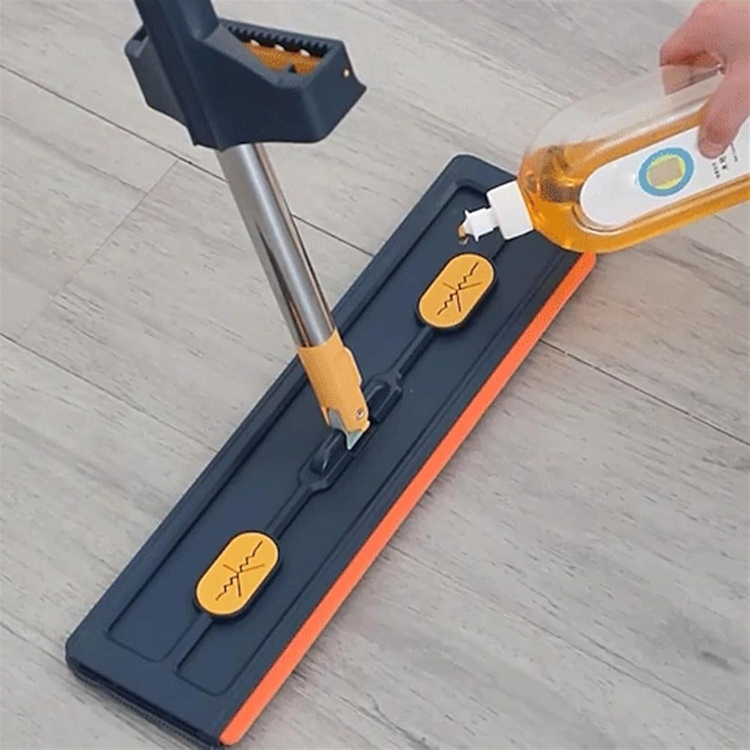 Large Flat Mop, Big Flat Mop,360° Rotatable Adjustable Cleaning Mop, Wall Cleaning Mop, New Style Flat Mop With Built-in Spin Microfibre With Super-Absorbent Fiber Pads And Wet And Dry Use (Color : B